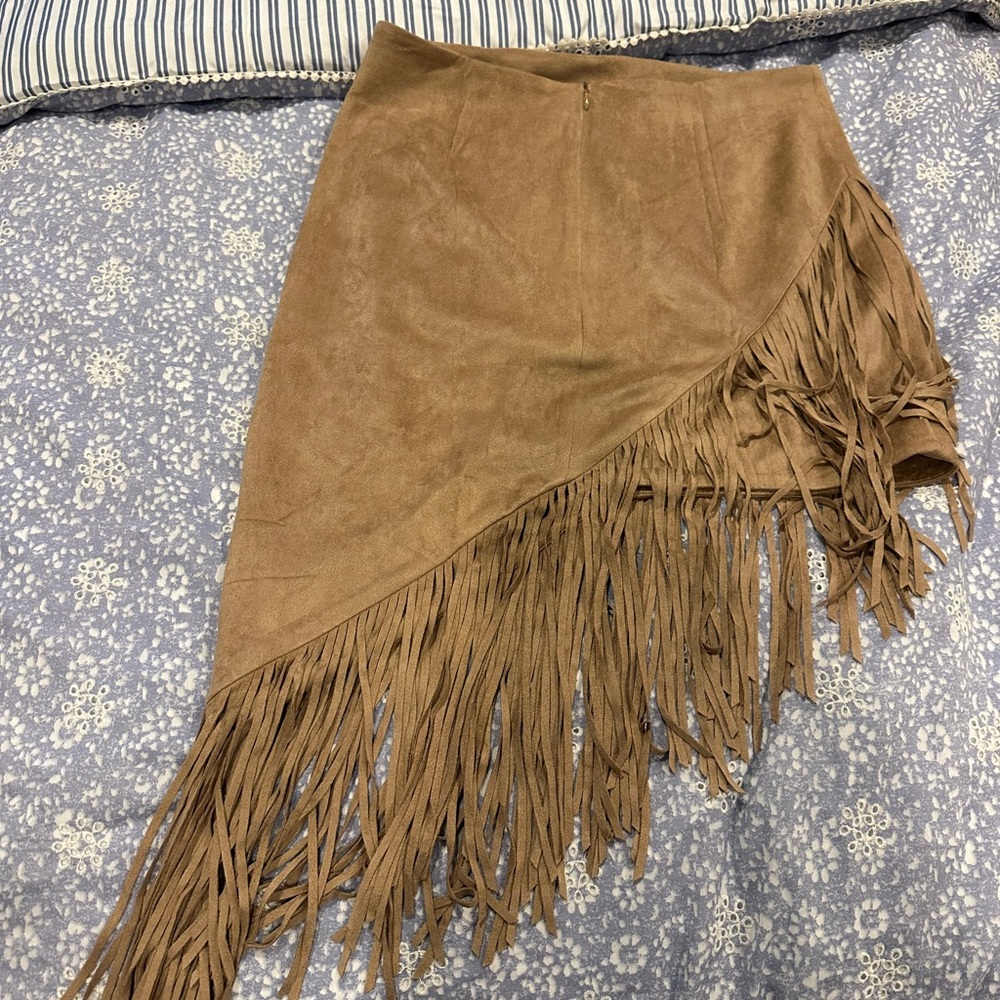 Wishlist Tan Asymmetrical Wrap Mini Skirt